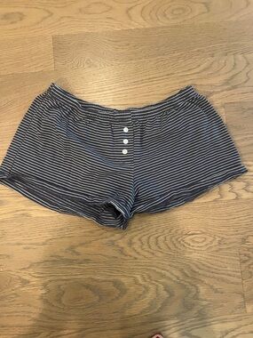 Brandy Melville Navy and White Striped Lounge Shorts